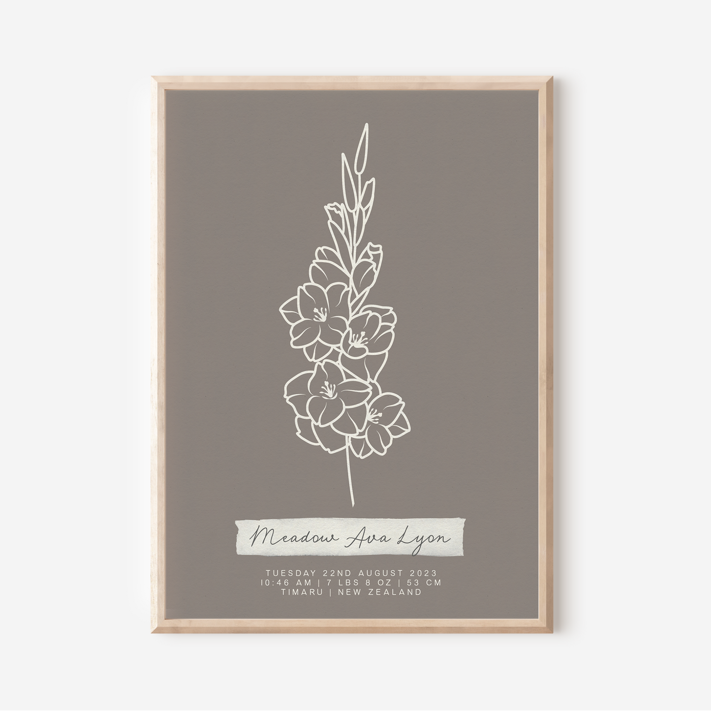 AUGUST Gladiolus - Botanical Birth Month Keepsake Print