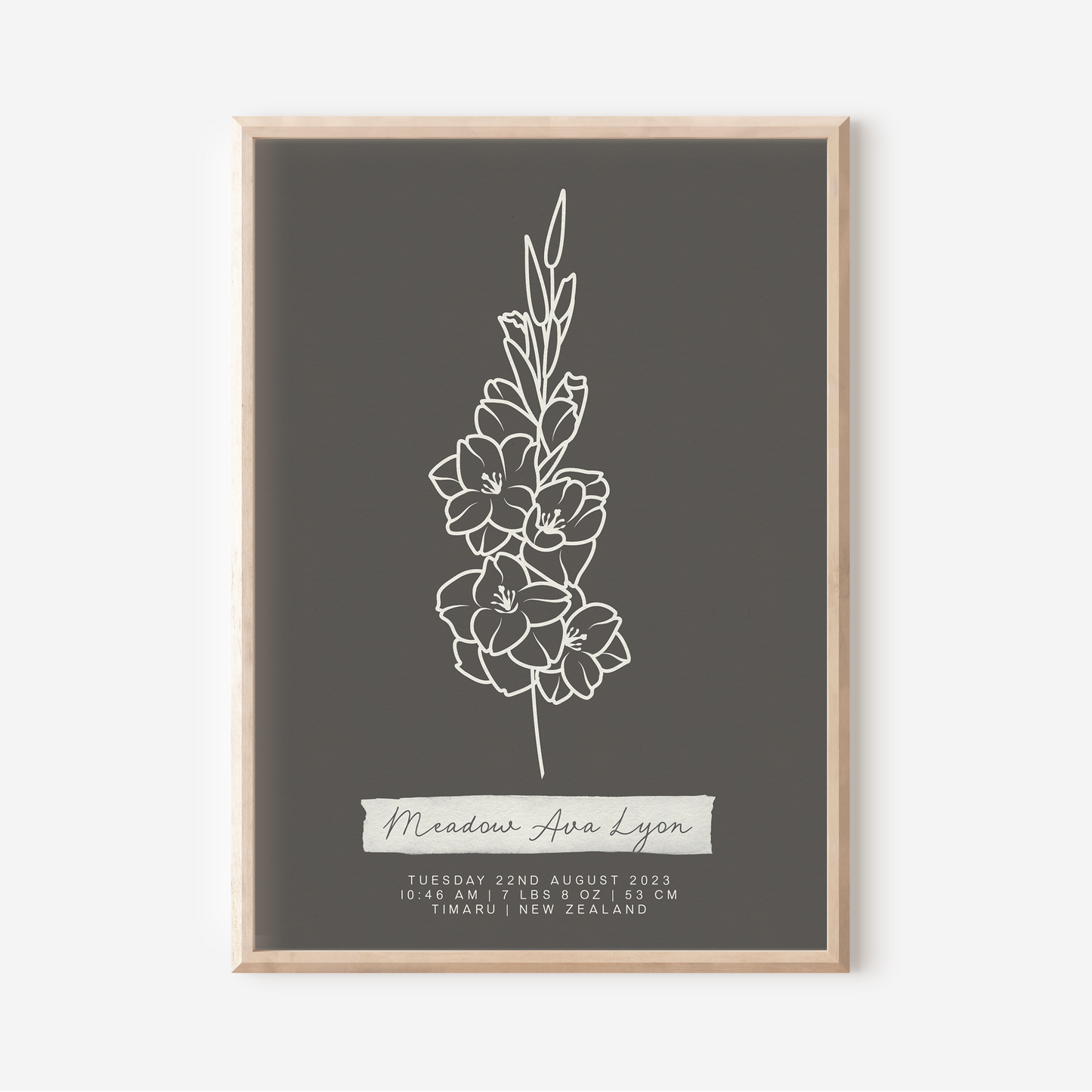 AUGUST Gladiolus - Botanical Birth Month Keepsake Print