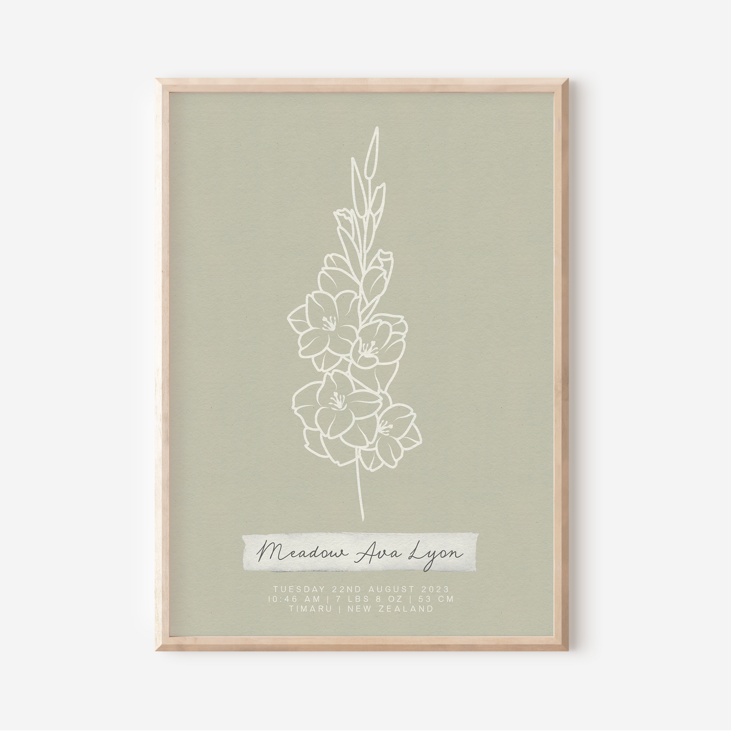 AUGUST Gladiolus - Botanical Birth Month Keepsake Print
