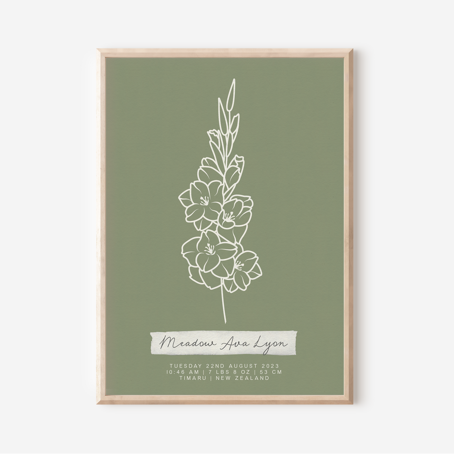 AUGUST Gladiolus - Botanical Birth Month Keepsake Print