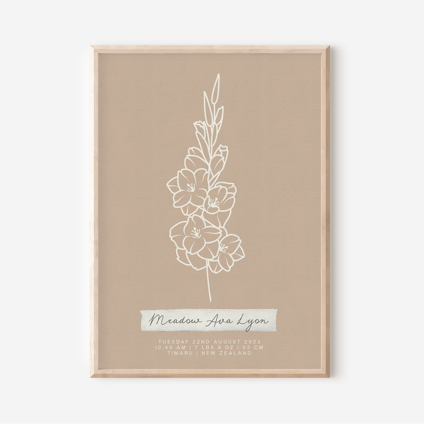 AUGUST Gladiolus - Botanical Birth Month Keepsake Print