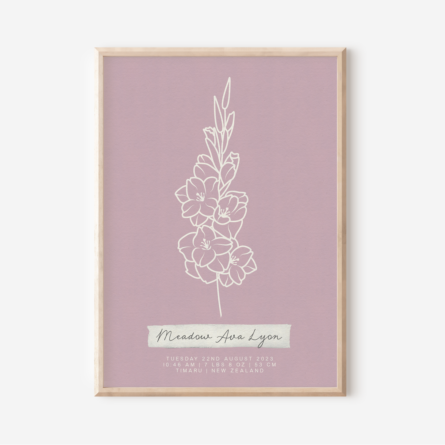 AUGUST Gladiolus - Botanical Birth Month Keepsake Print