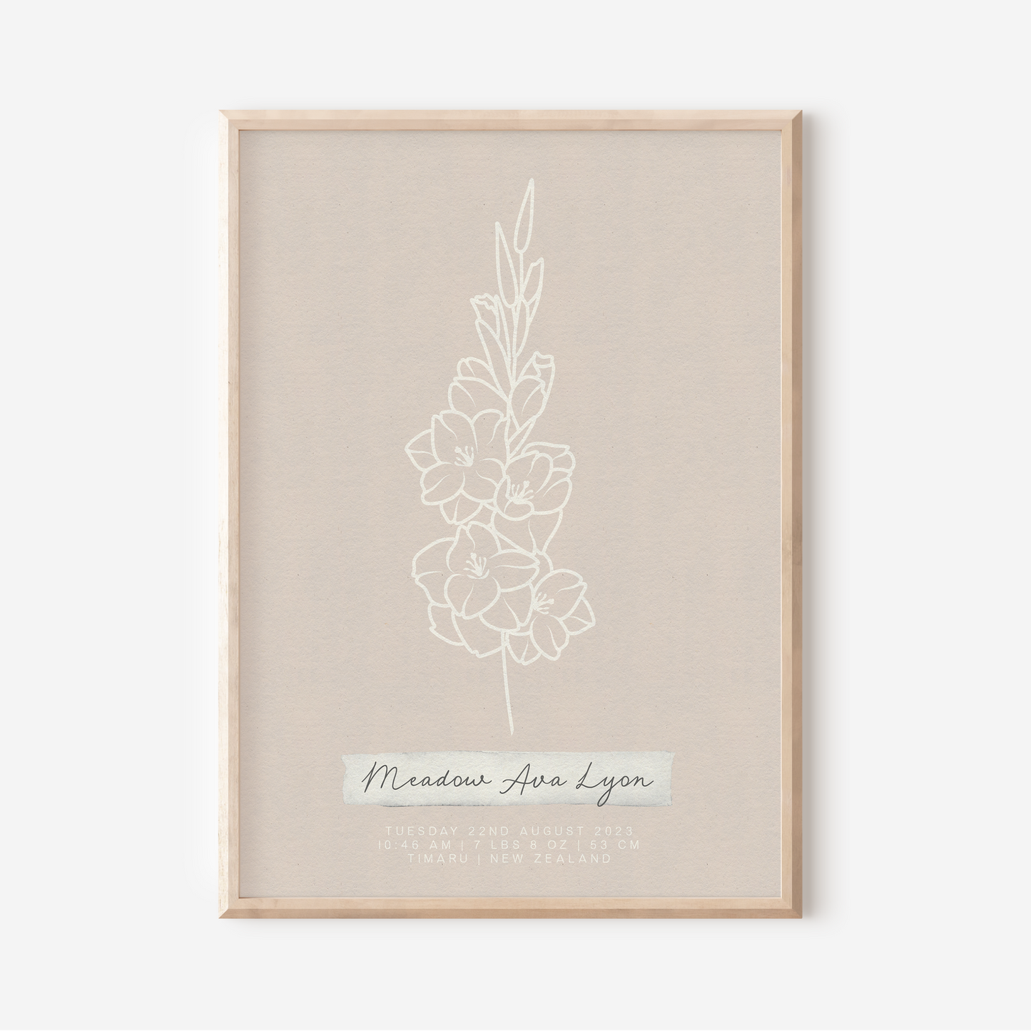 AUGUST Gladiolus - Botanical Birth Month Keepsake Print