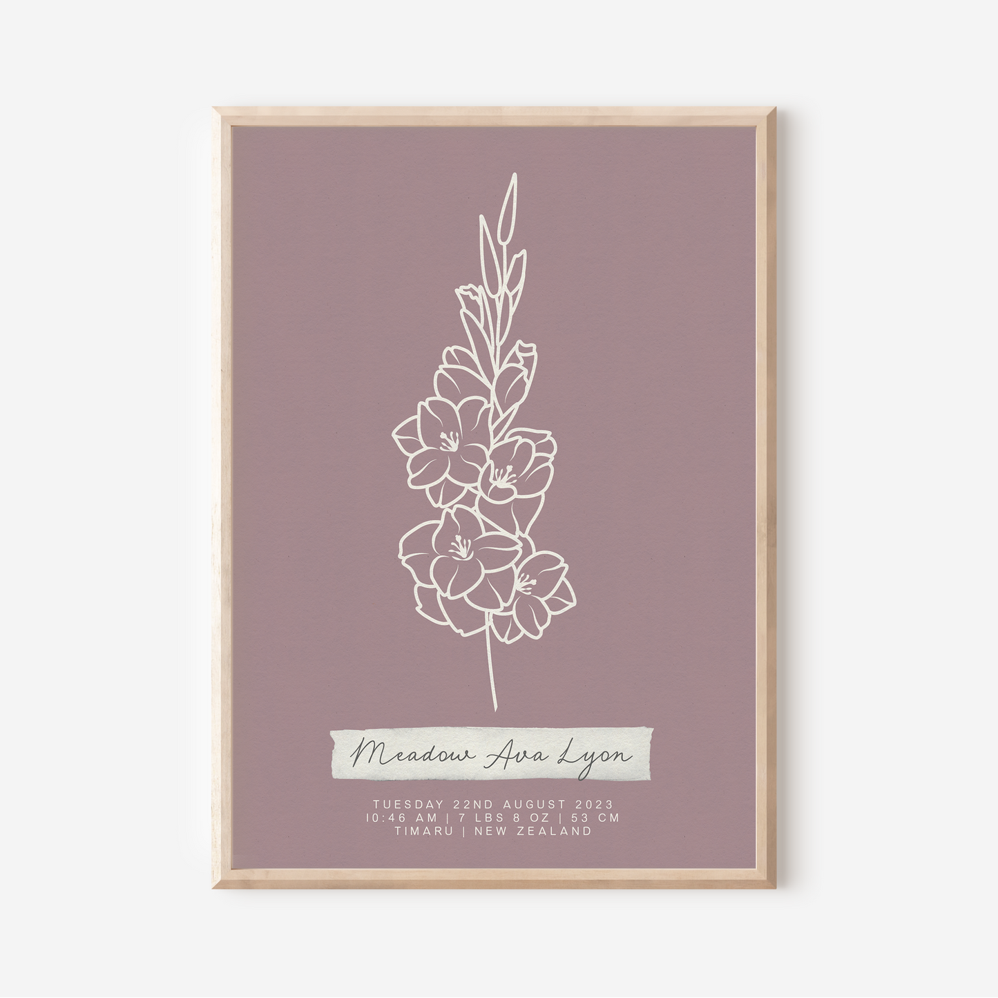 AUGUST Gladiolus - Botanical Birth Month Keepsake Print