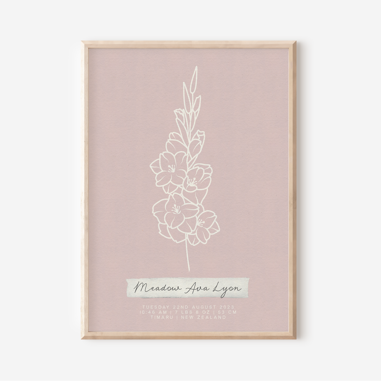 AUGUST Gladiolus - Botanical Birth Month Keepsake Print