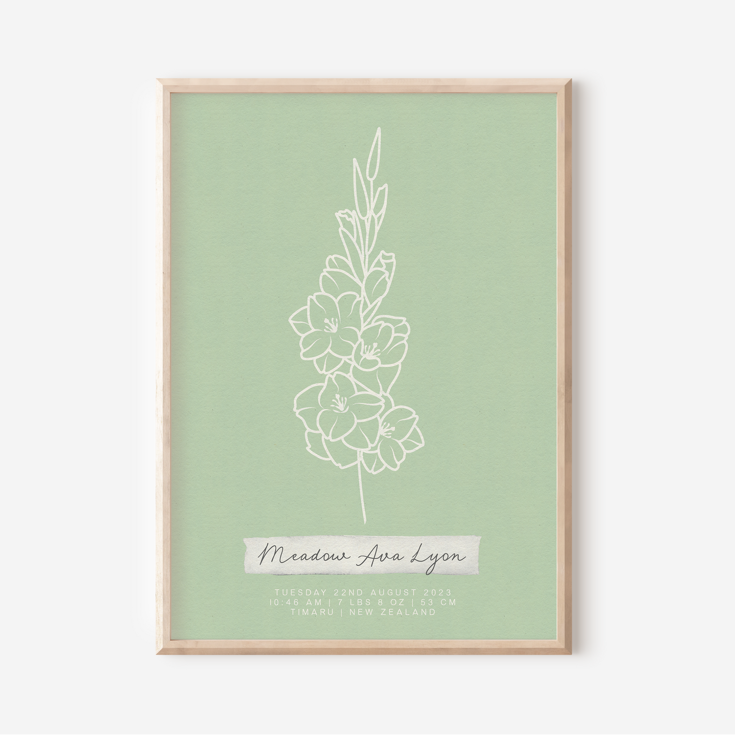 AUGUST Gladiolus - Botanical Birth Month Keepsake Print
