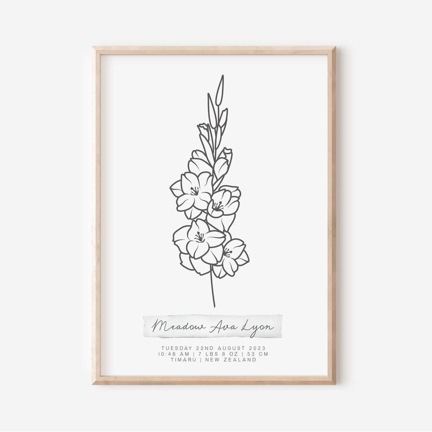 AUGUST Gladiolus - Botanical Birth Month Keepsake Print