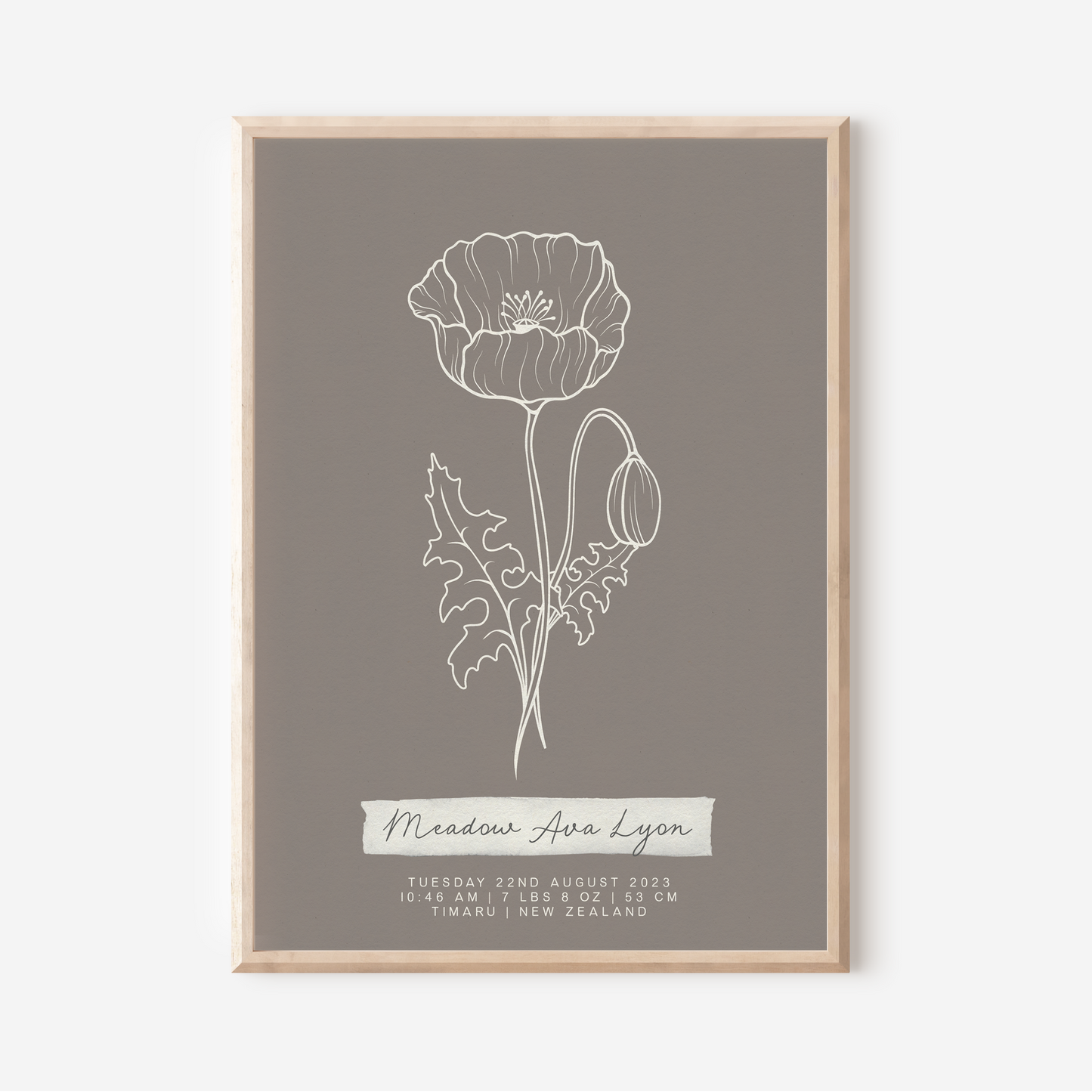 AUGUST Poppy - Botanical Birth Month Keepsake Print