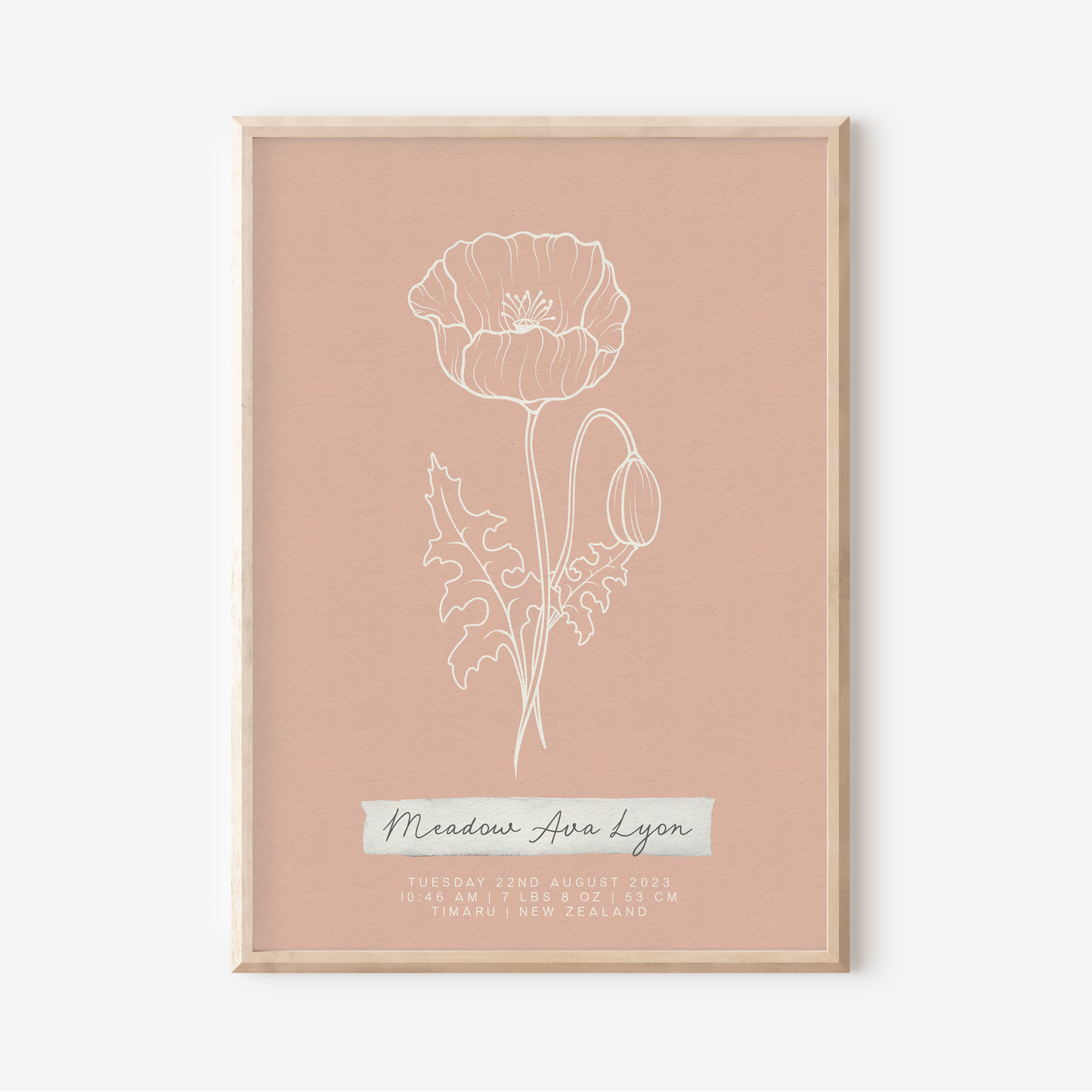 AUGUST Poppy - Botanical Birth Month Keepsake Print