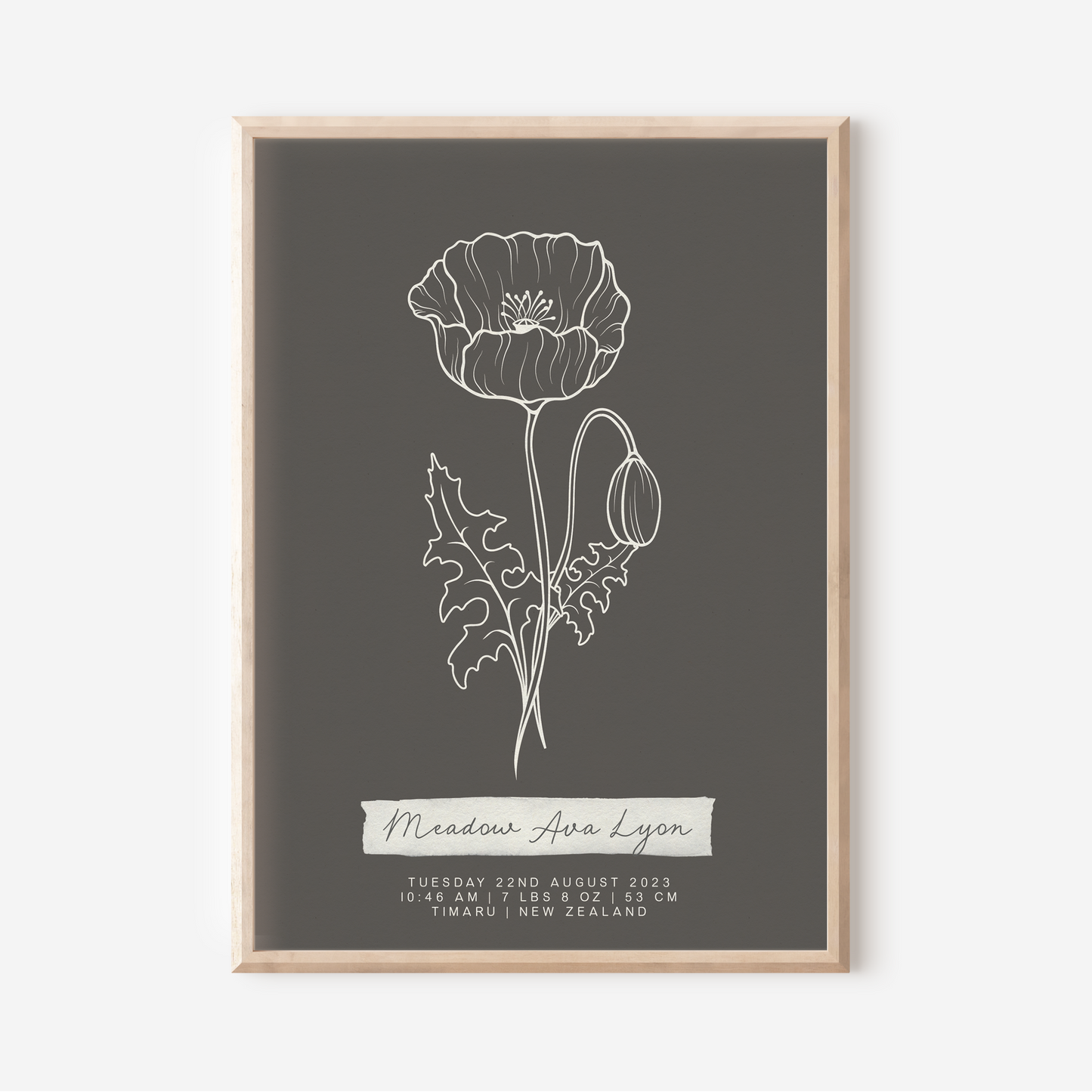 AUGUST Poppy - Botanical Birth Month Keepsake Print