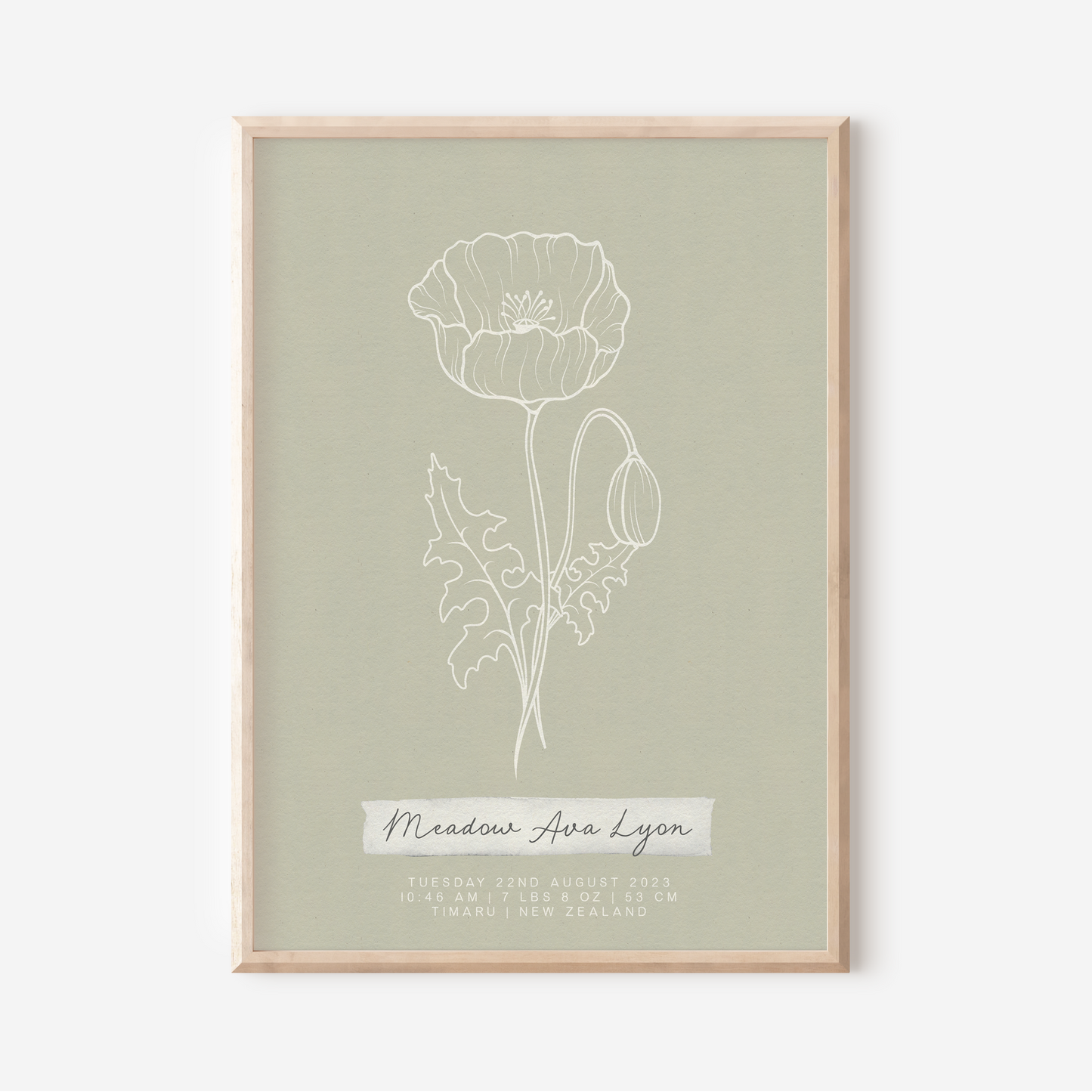AUGUST Poppy - Botanical Birth Month Keepsake Print