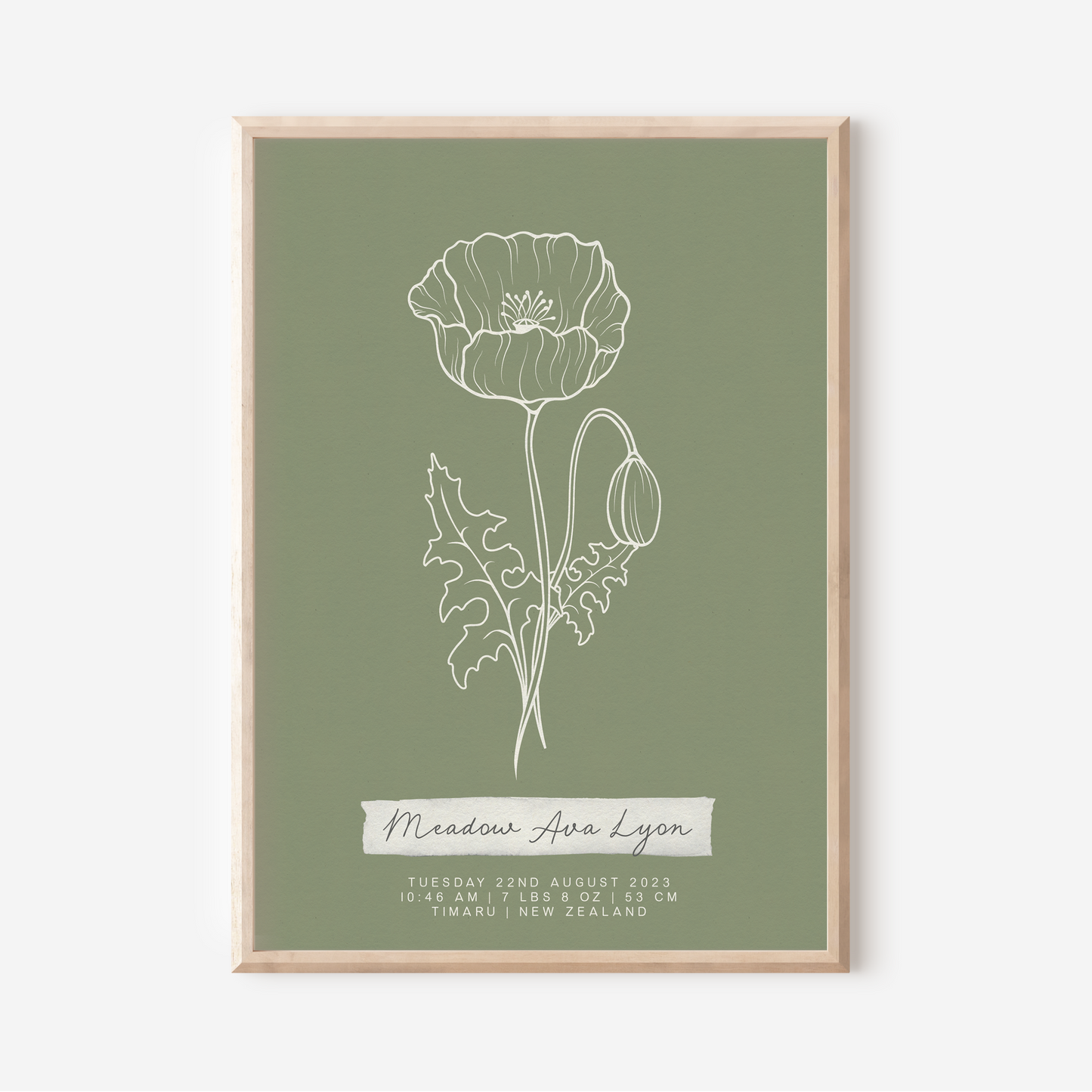 AUGUST Poppy - Botanical Birth Month Keepsake Print