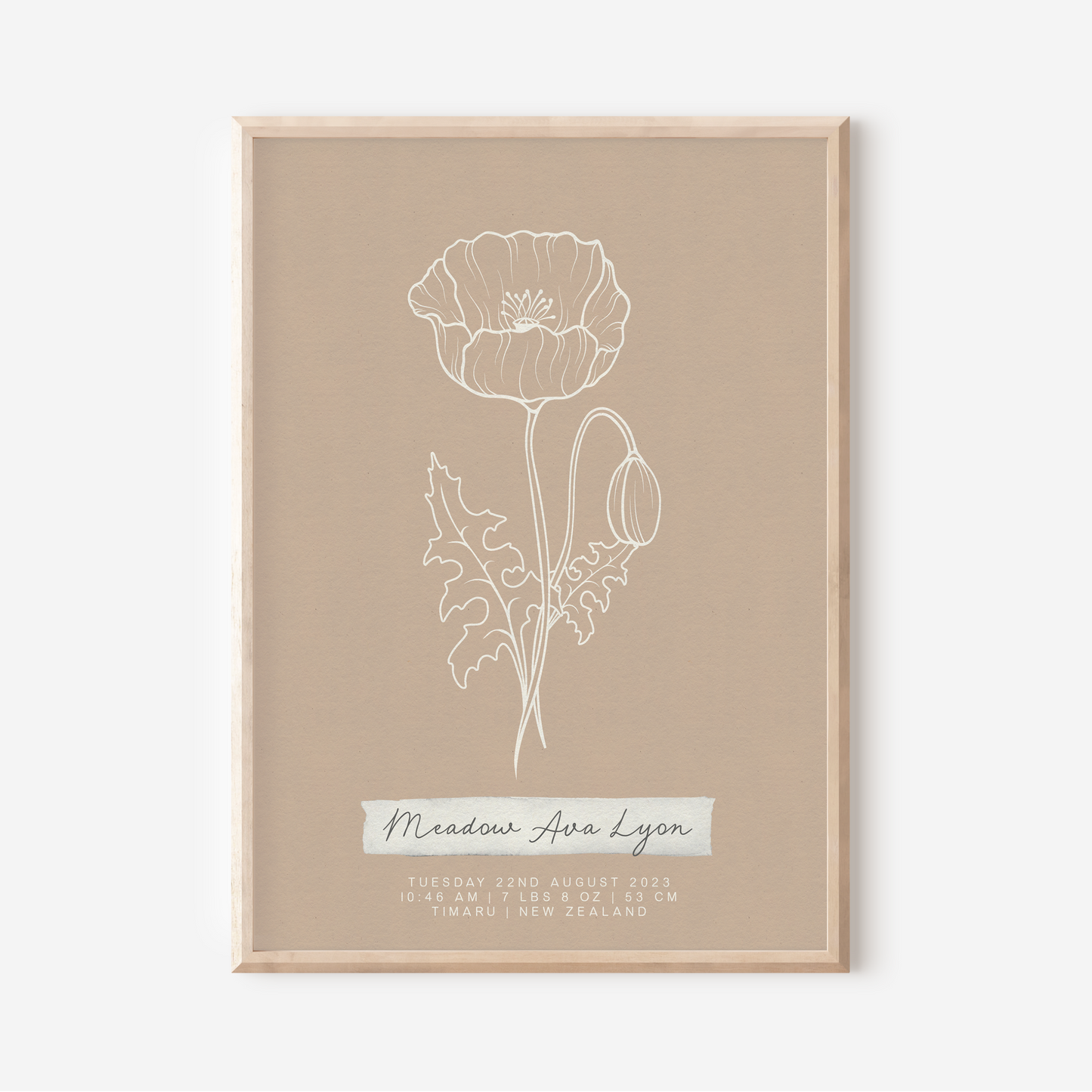 AUGUST Poppy - Botanical Birth Month Keepsake Print