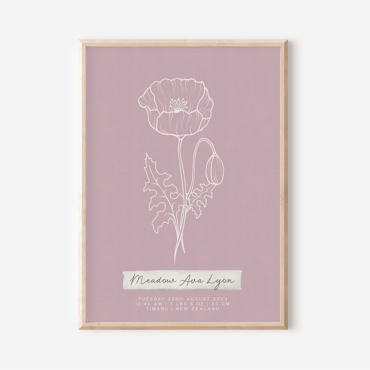 AUGUST Poppy - Botanical Birth Month Keepsake Print