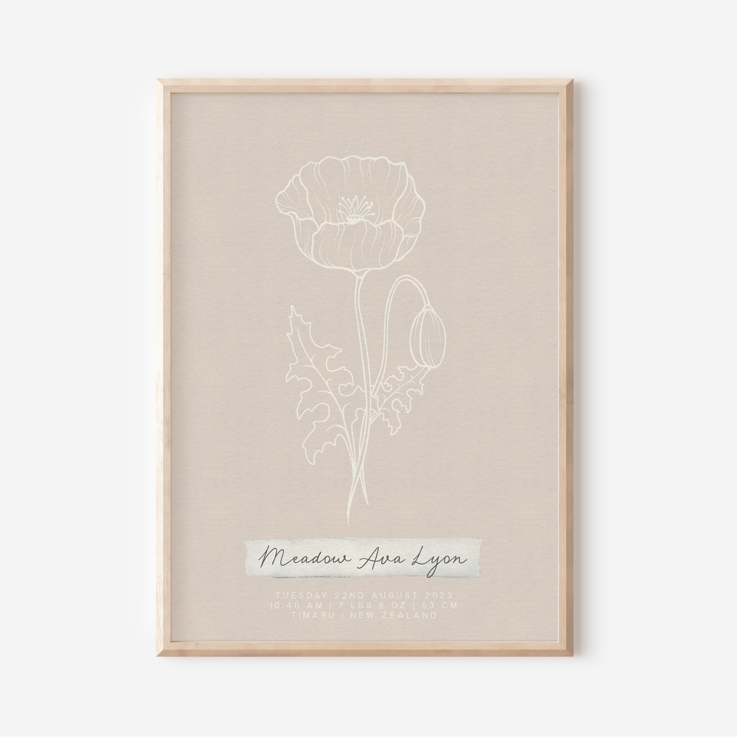 AUGUST Poppy - Botanical Birth Month Keepsake Print