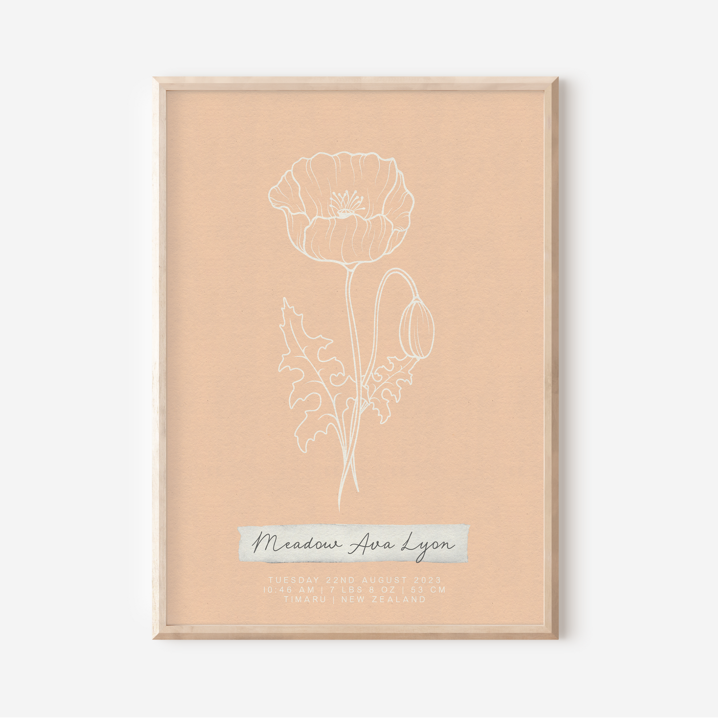 AUGUST Poppy - Botanical Birth Month Keepsake Print