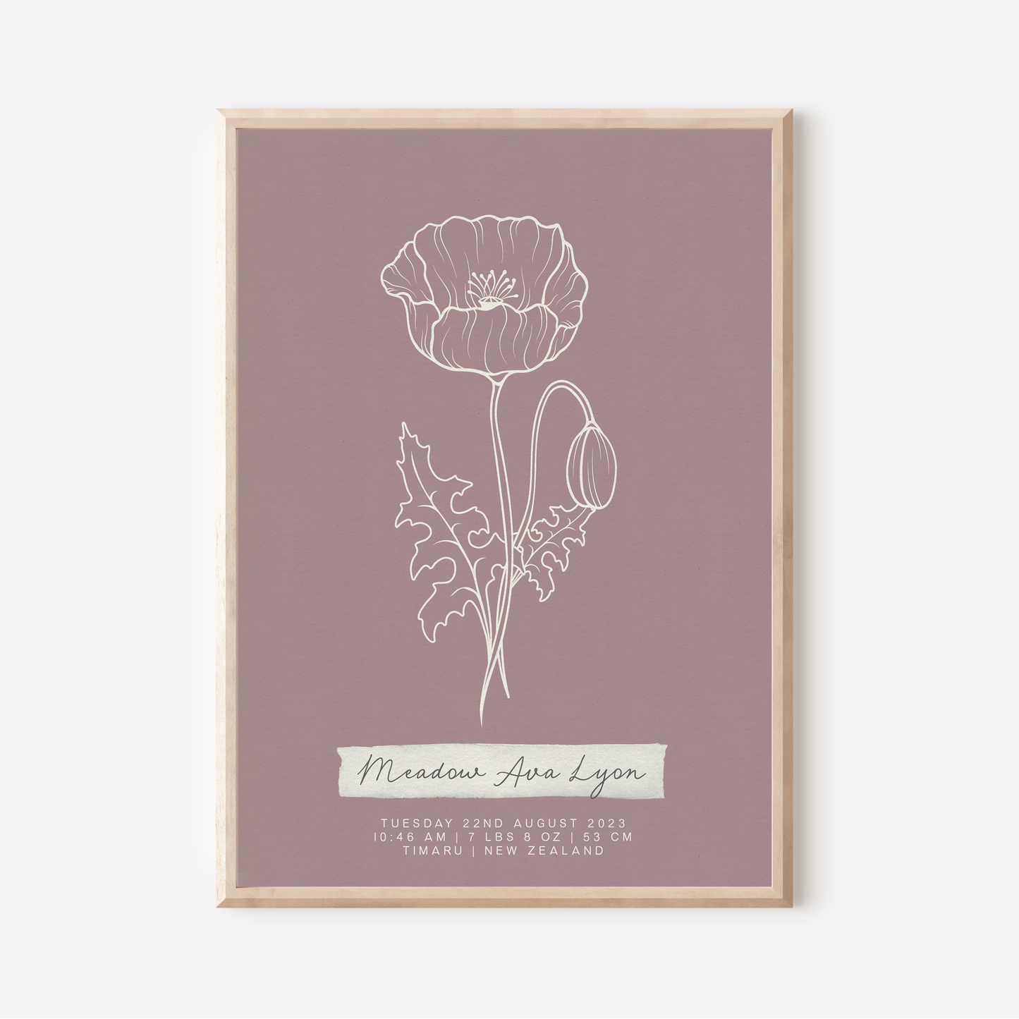 AUGUST Poppy - Botanical Birth Month Keepsake Print