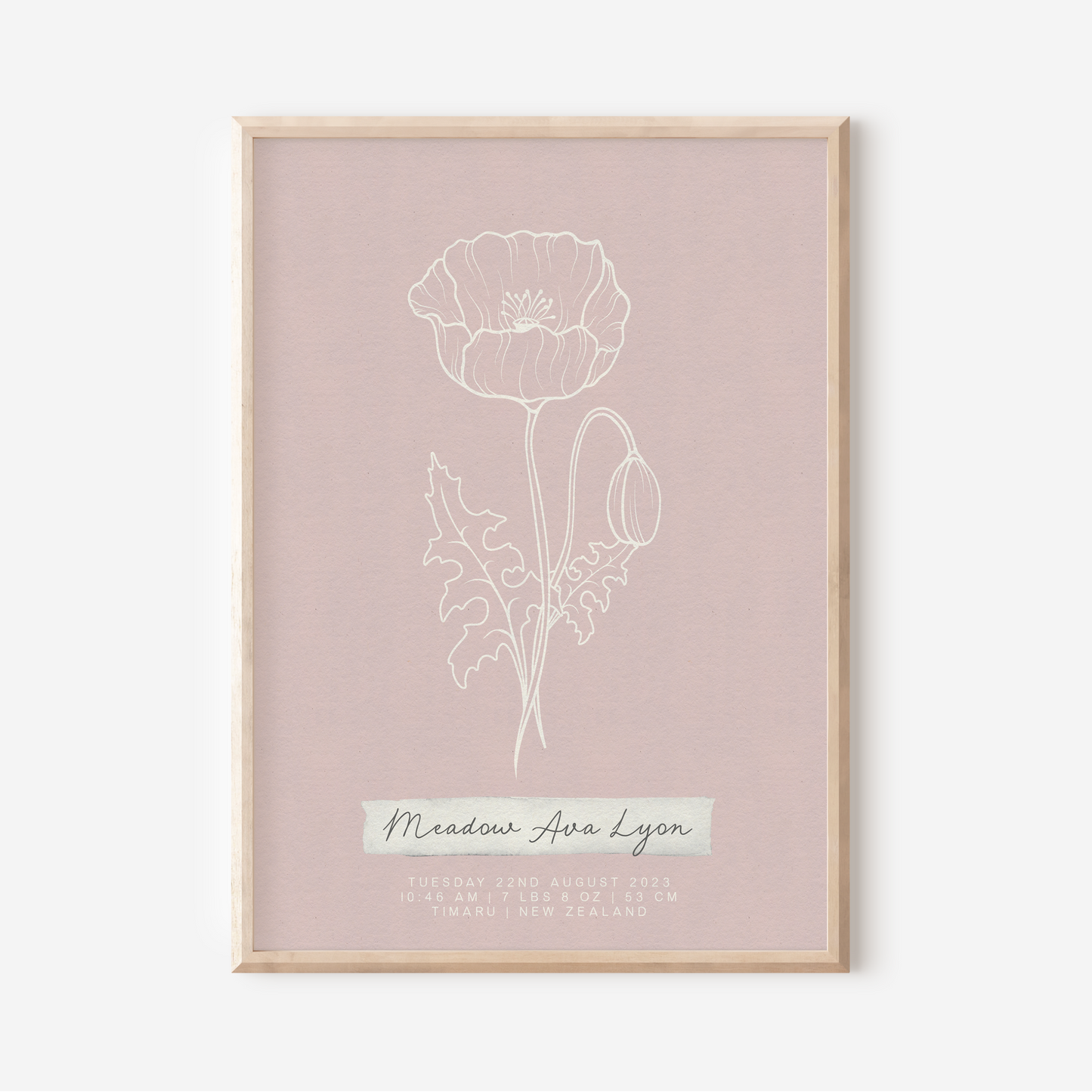 AUGUST Poppy - Botanical Birth Month Keepsake Print