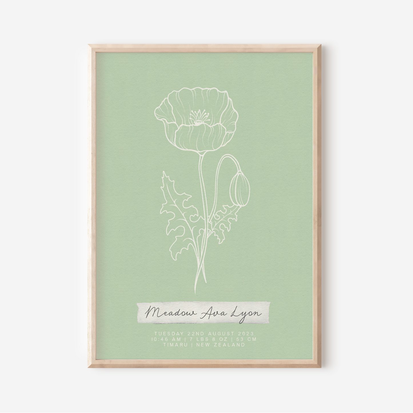 AUGUST Poppy - Botanical Birth Month Keepsake Print