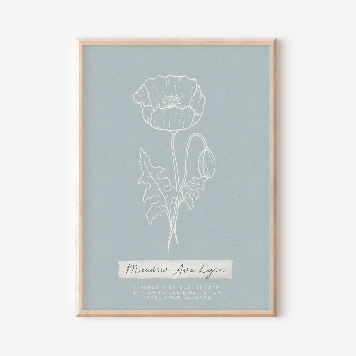 AUGUST Poppy - Botanical Birth Month Keepsake Print