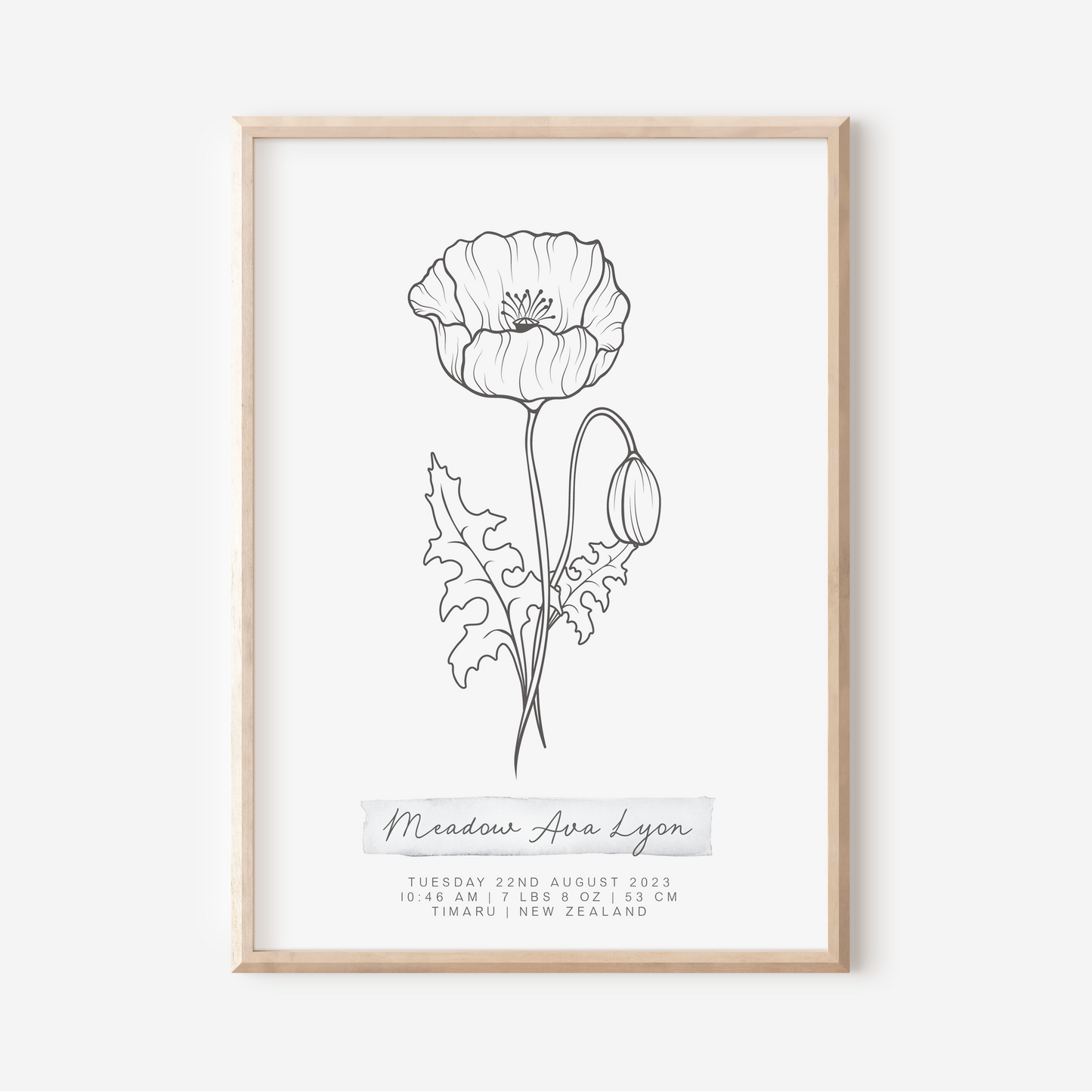 AUGUST Poppy - Botanical Birth Month Keepsake Print