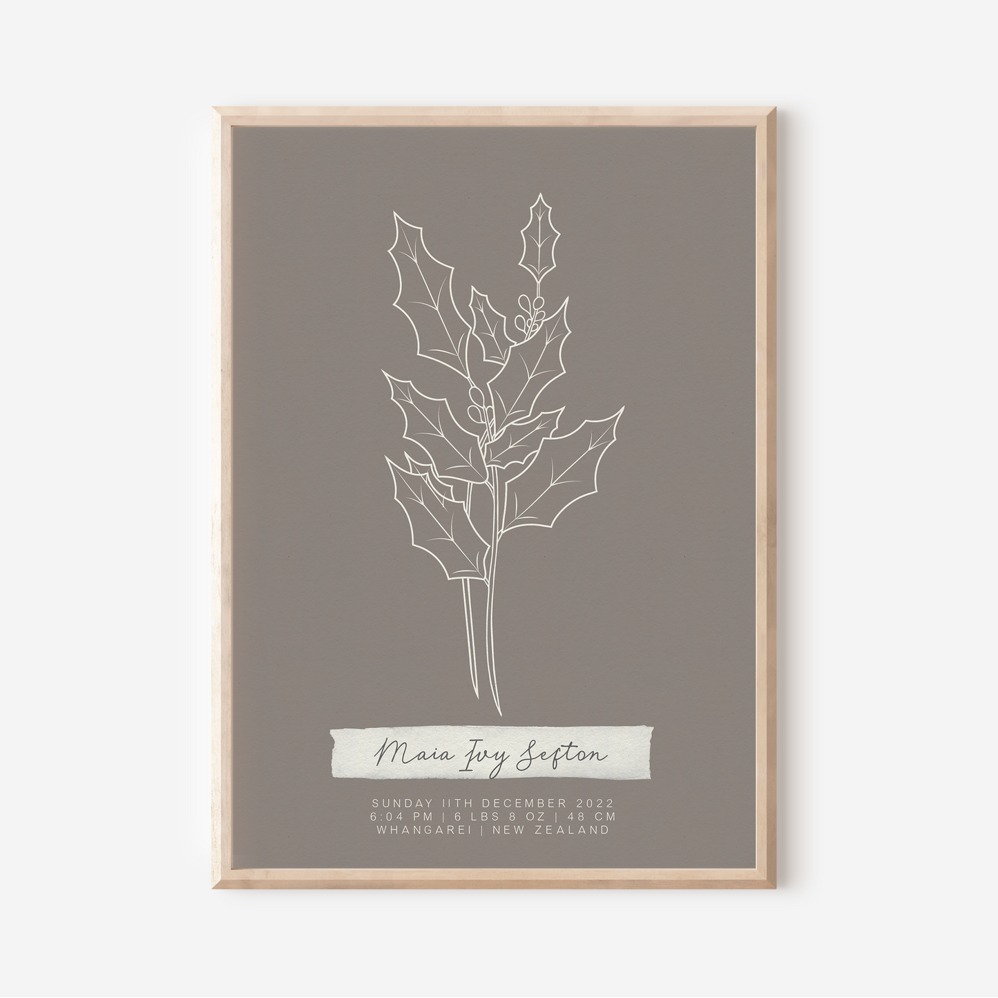DECEMBER Holly - Botanical Birth Month Keepsake Print