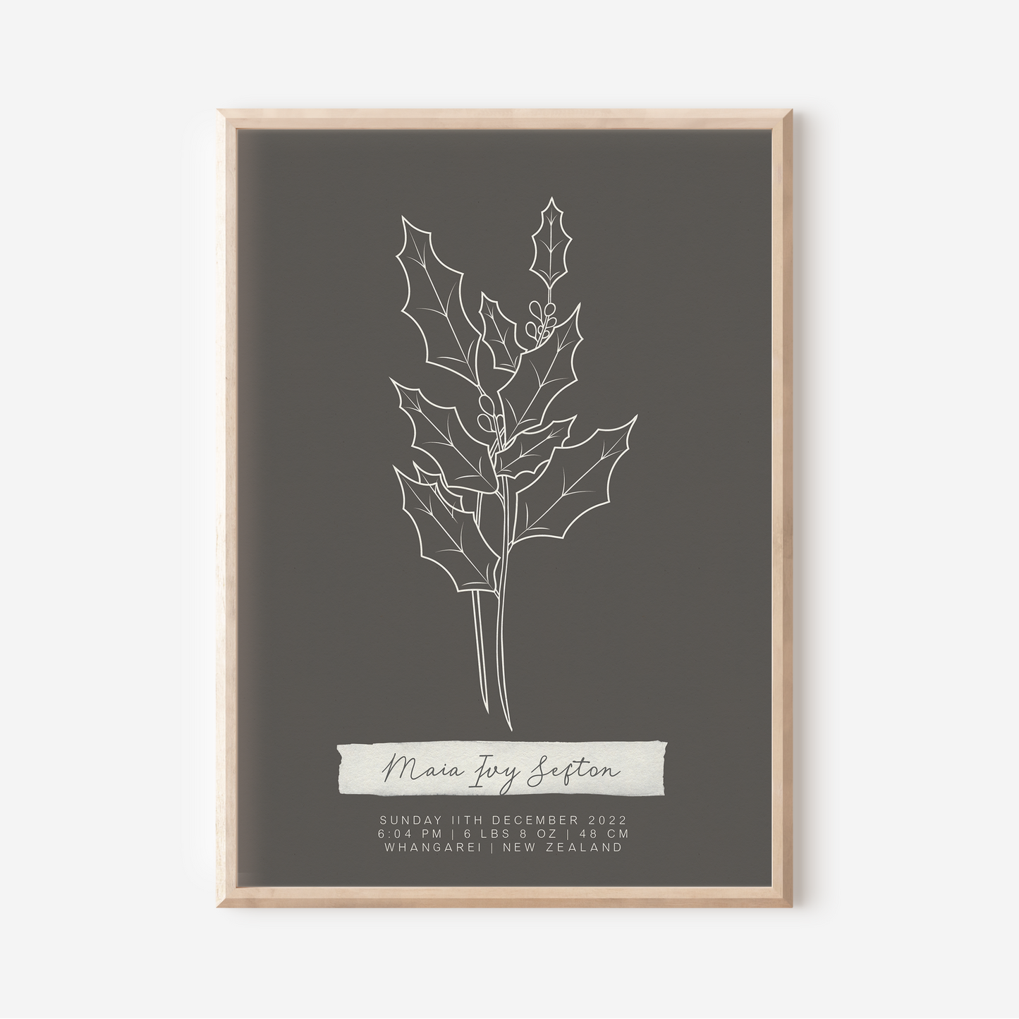 DECEMBER Holly - Botanical Birth Month Keepsake Print
