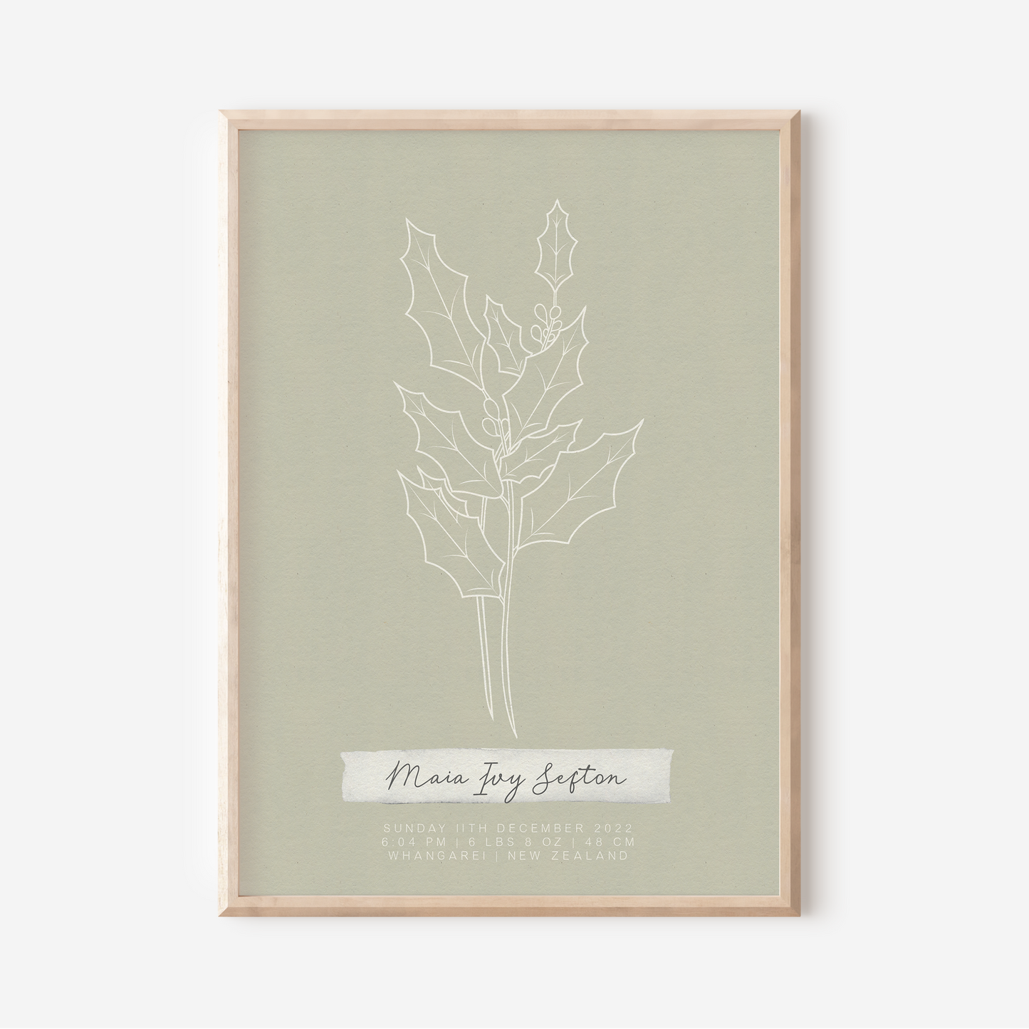 DECEMBER Holly - Botanical Birth Month Keepsake Print