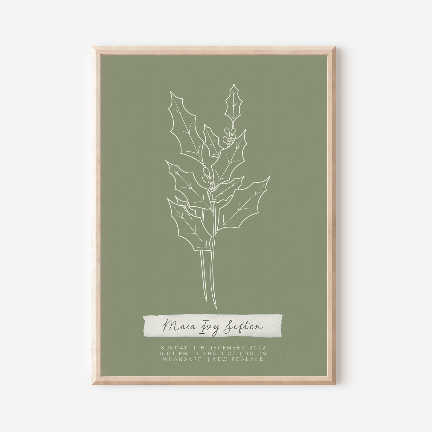 DECEMBER Holly - Botanical Birth Month Keepsake Print