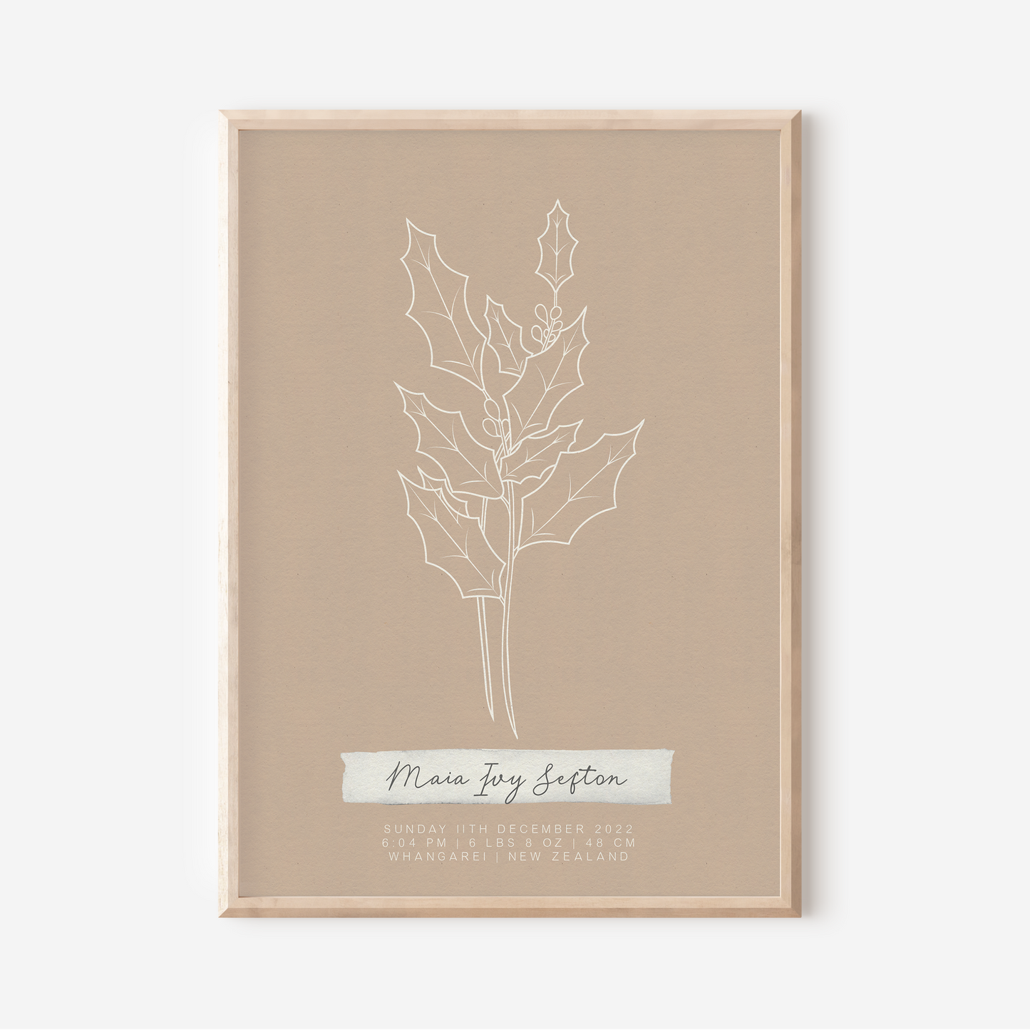 DECEMBER Holly - Botanical Birth Month Keepsake Print