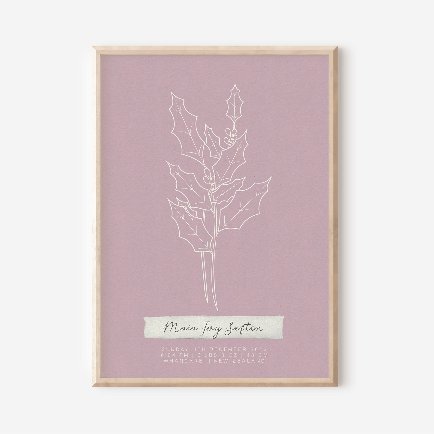 DECEMBER Holly - Botanical Birth Month Keepsake Print