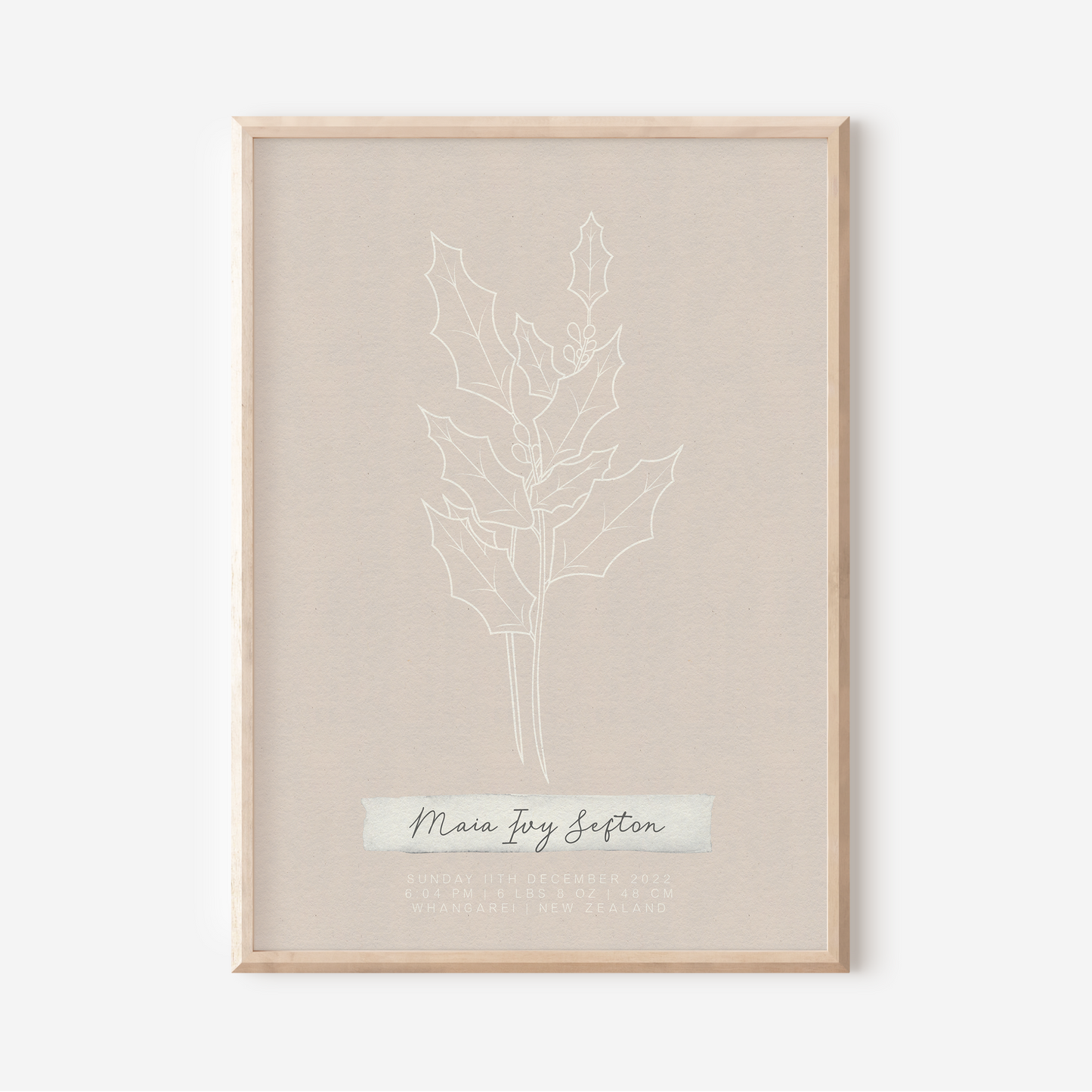 DECEMBER Holly - Botanical Birth Month Keepsake Print