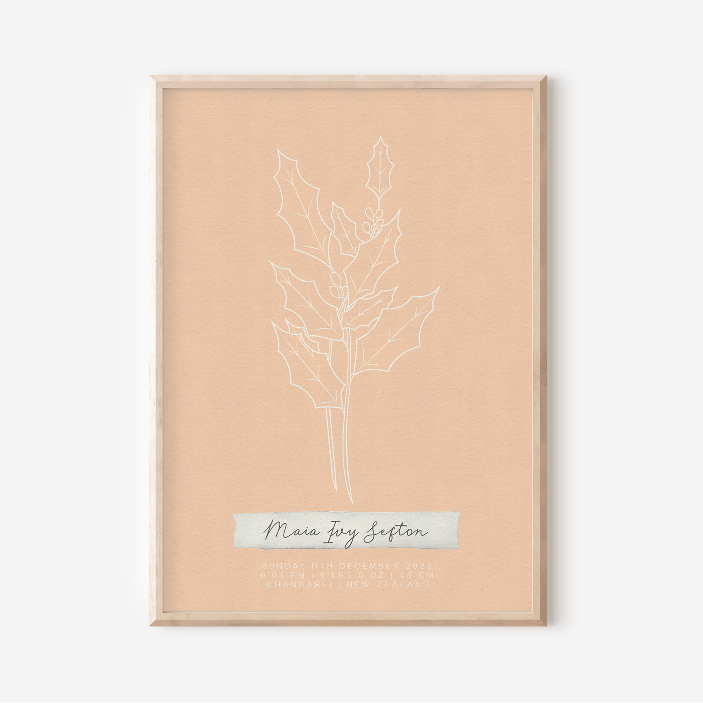 DECEMBER Holly - Botanical Birth Month Keepsake Print