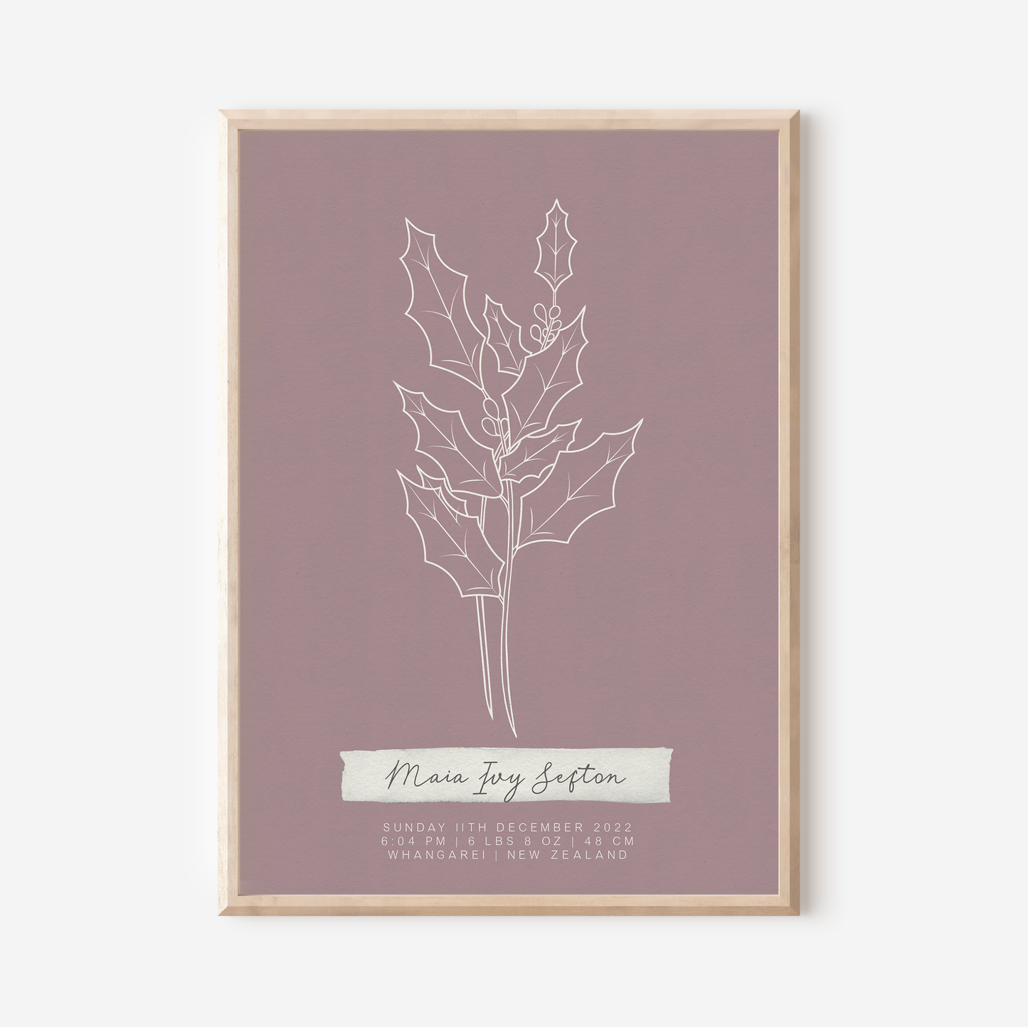 DECEMBER Holly - Botanical Birth Month Keepsake Print