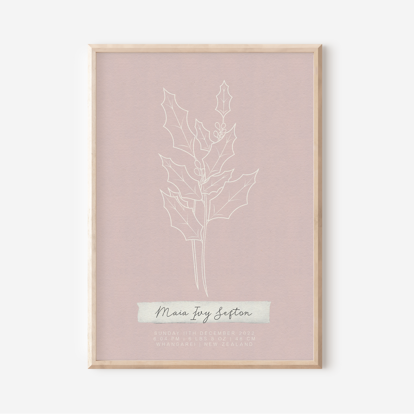 DECEMBER Holly - Botanical Birth Month Keepsake Print