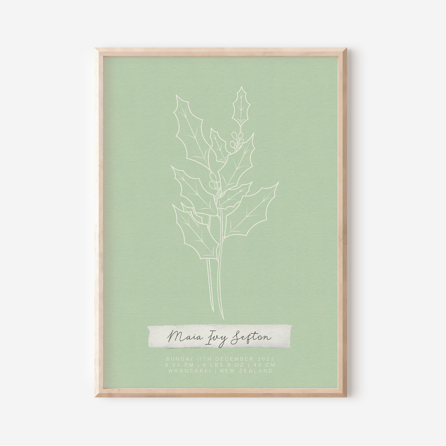 DECEMBER Holly - Botanical Birth Month Keepsake Print