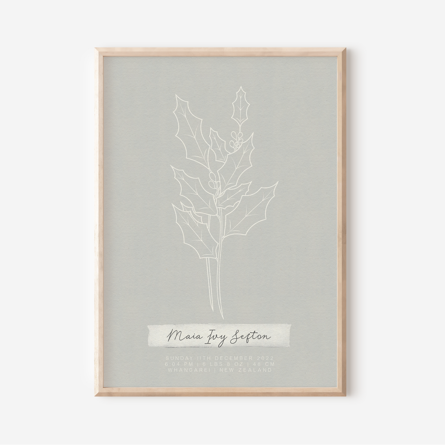 DECEMBER Holly - Botanical Birth Month Keepsake Print