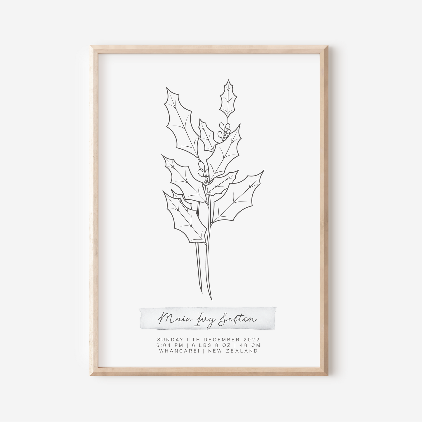 DECEMBER Holly - Botanical Birth Month Keepsake Print