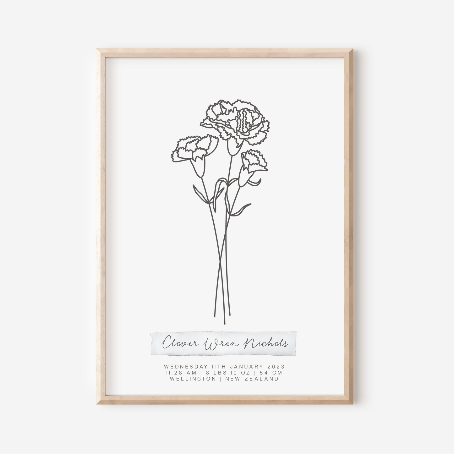JANUARY Carnation - Botanical Birth Month Keepsake Print