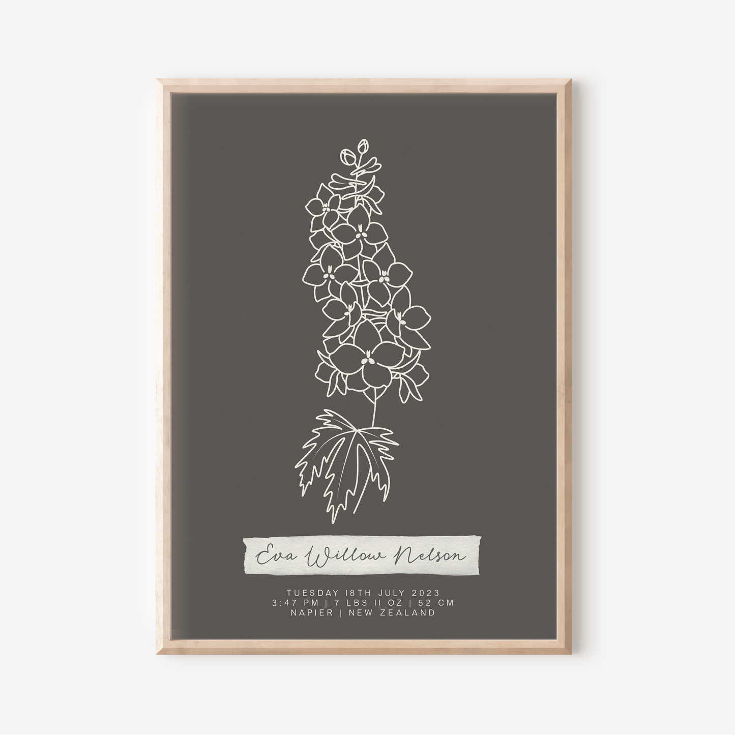JULY Delphinium - Botanical Birth Month Keepsake Print