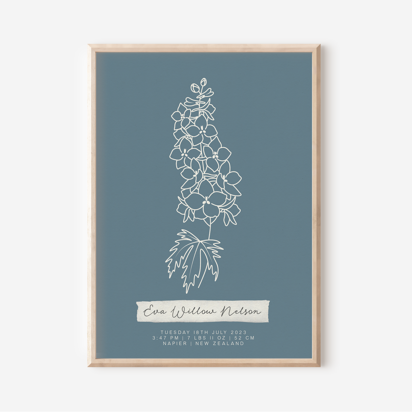 JULY Delphinium - Botanical Birth Month Keepsake Print