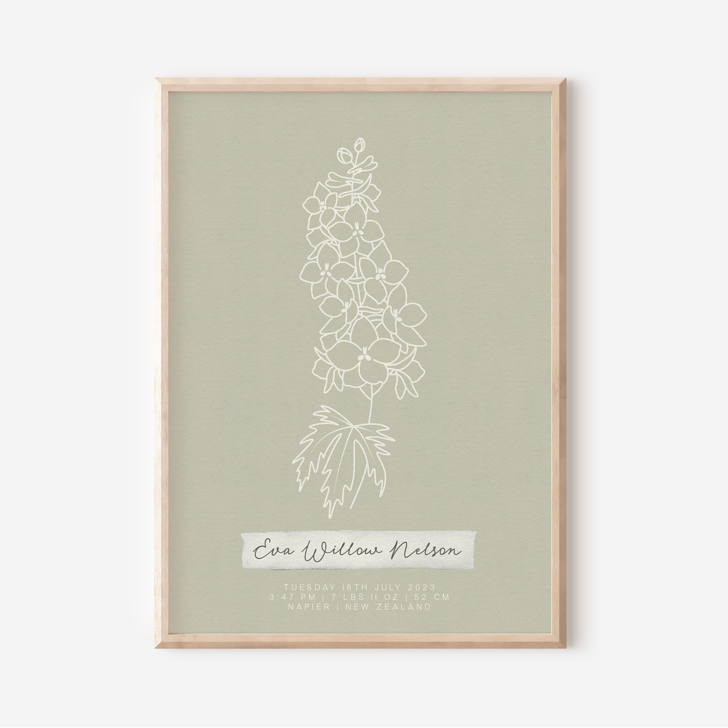 JULY Delphinium - Botanical Birth Month Keepsake Print