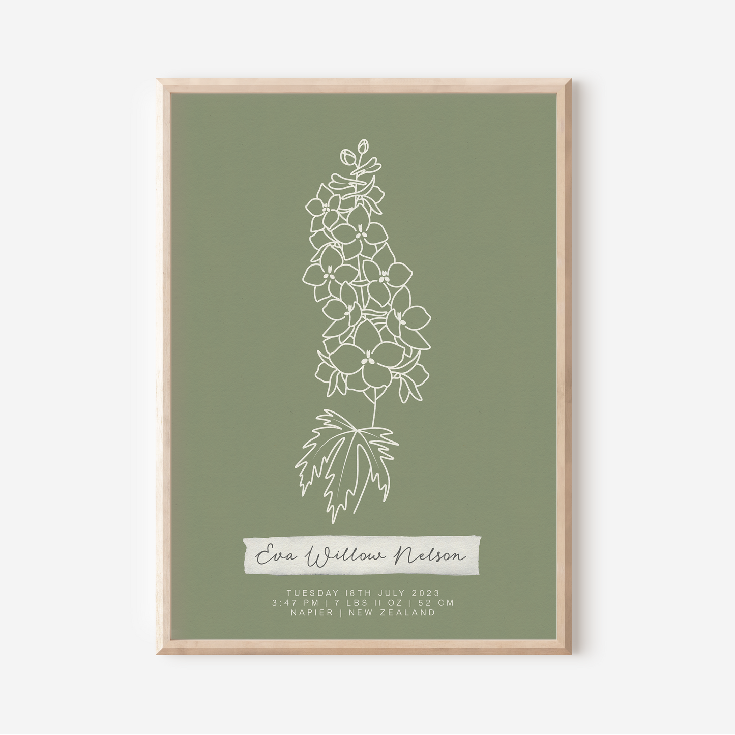JULY Delphinium - Botanical Birth Month Keepsake Print