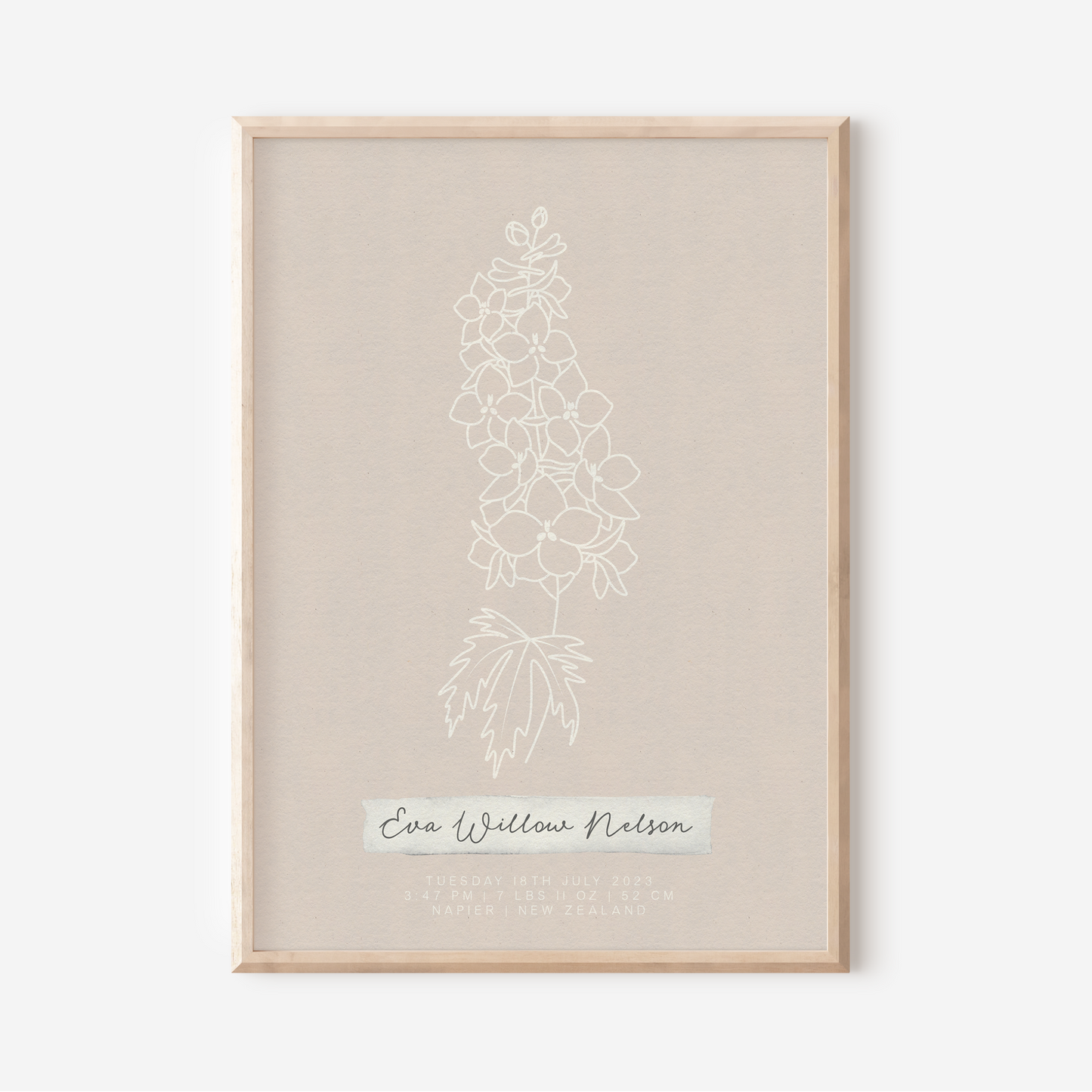 JULY Delphinium - Botanical Birth Month Keepsake Print