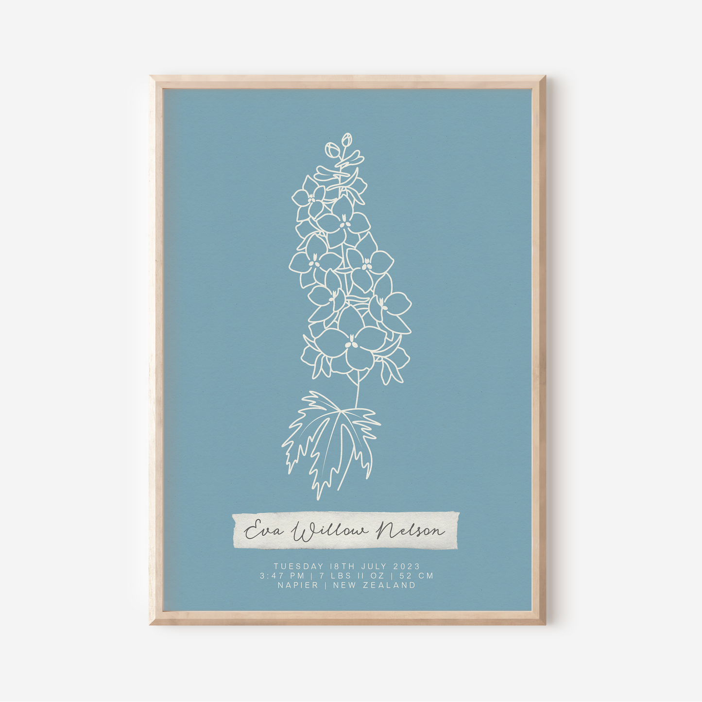 JULY Delphinium - Botanical Birth Month Keepsake Print