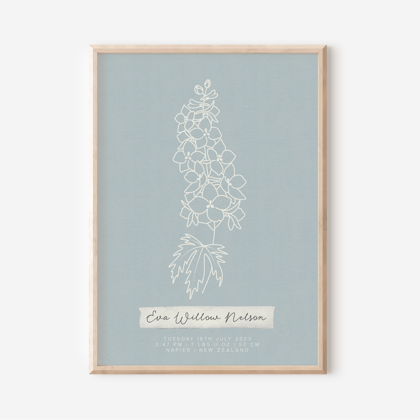 JULY Delphinium - Botanical Birth Month Keepsake Print