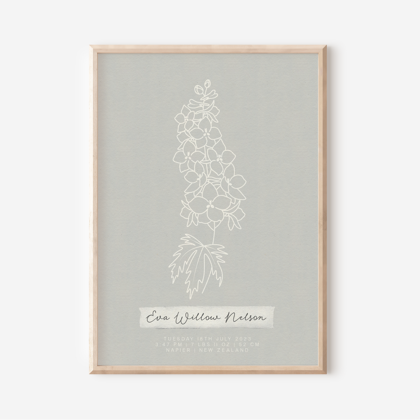 JULY Delphinium - Botanical Birth Month Keepsake Print