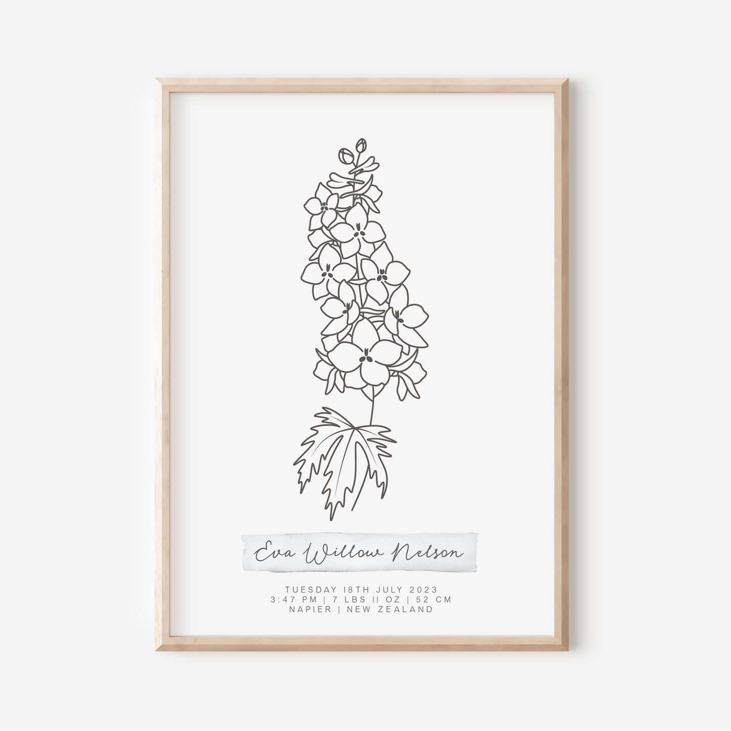 JULY Delphinium - Botanical Birth Month Keepsake Print