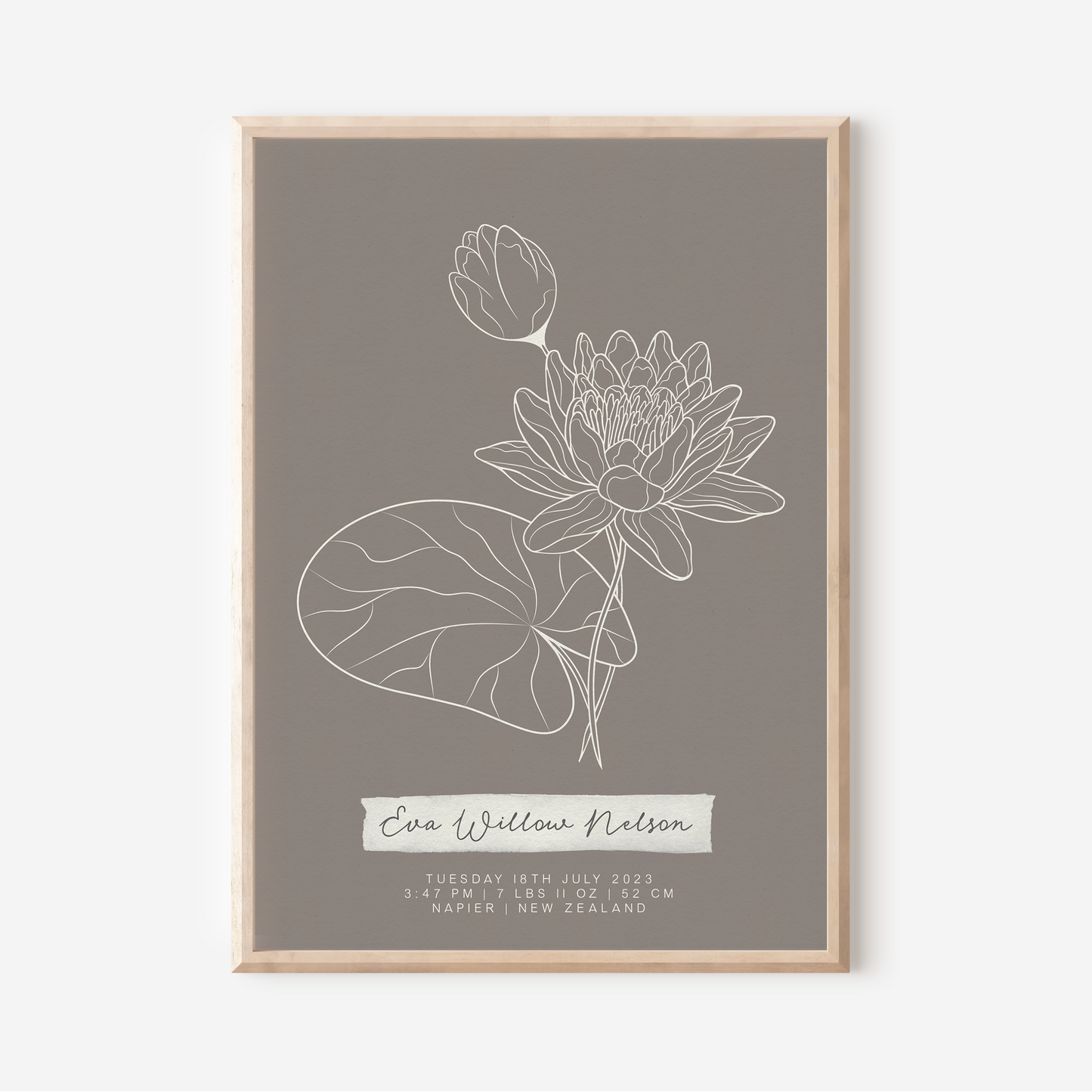 JULY Water Lily - Botanical Birth Month Keepsake Print
