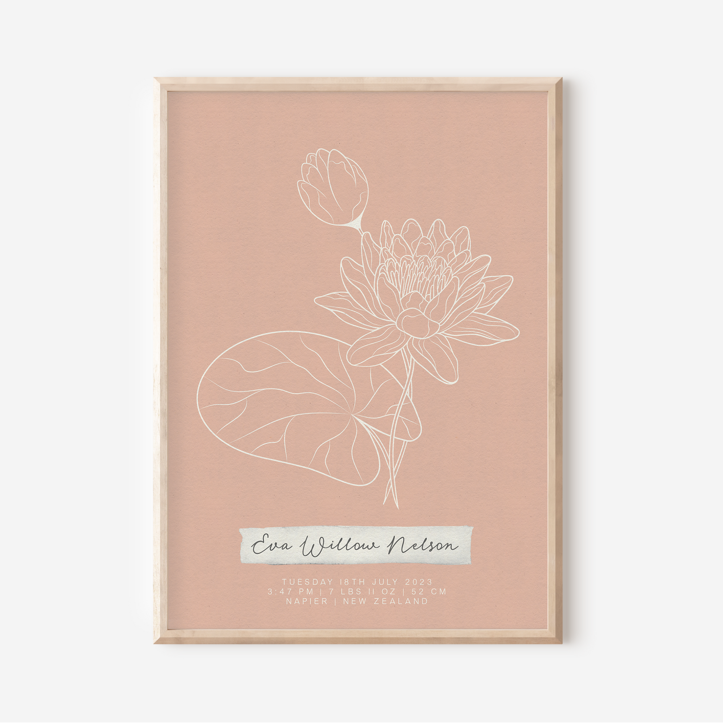 JULY Water Lily - Botanical Birth Month Keepsake Print